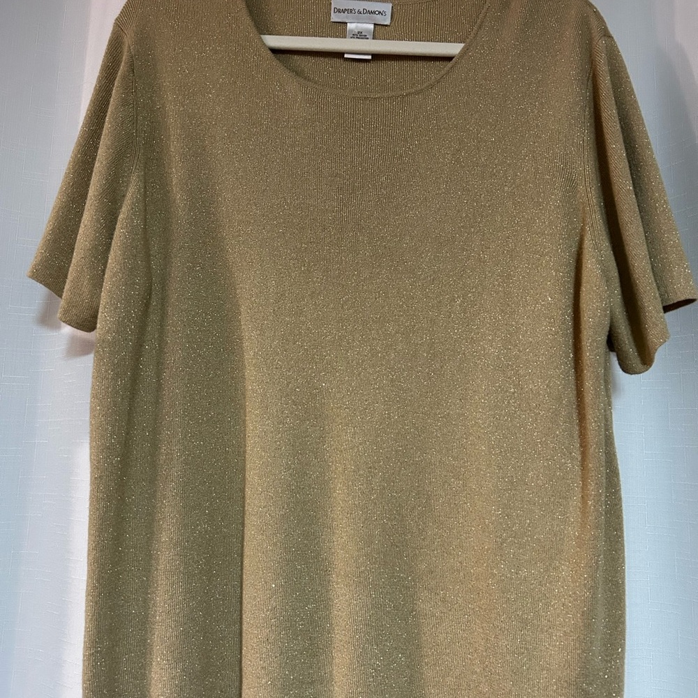 Vintage Gold Sparkle Women's Top New Year’s party festive minimal holiday sz XXL